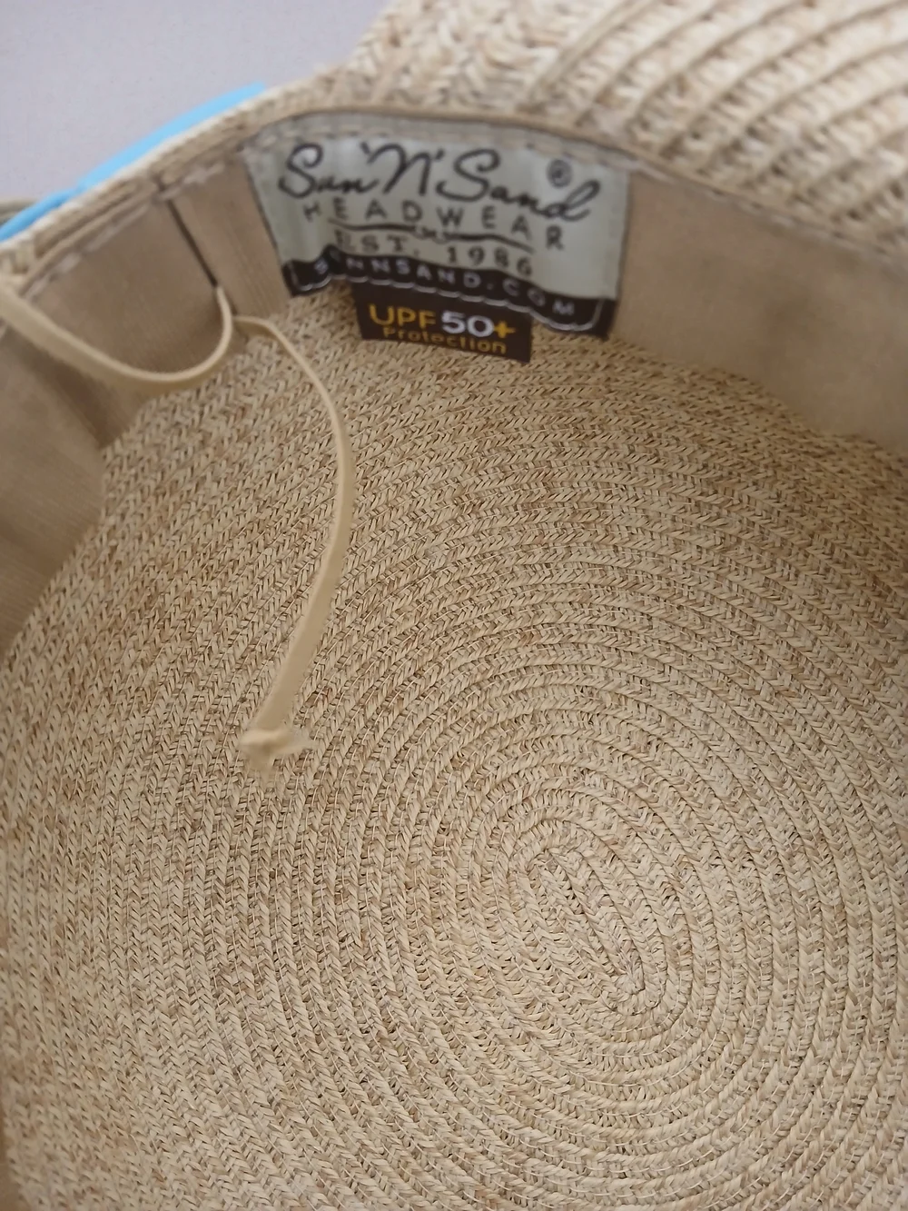 Sun N Sand Woven Straw Sun Hat with Light Blue Band
